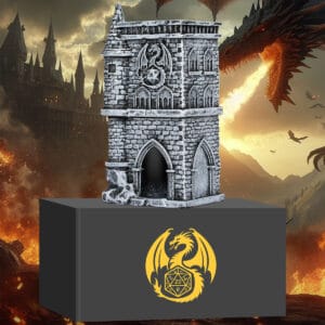 D20 Castle Resin Dice Tower Gift Box Set , Exquisite Medieval , Inspired Design, Ideal For Tabletop RPG Enthusiasts. Perfect For Adding A Touch Of Fantasy To D&D And Other Role - Playing Games.