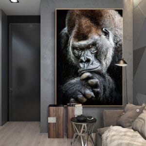 Black Gorilla Canvas, Monkey Wall Art Animal Posters And